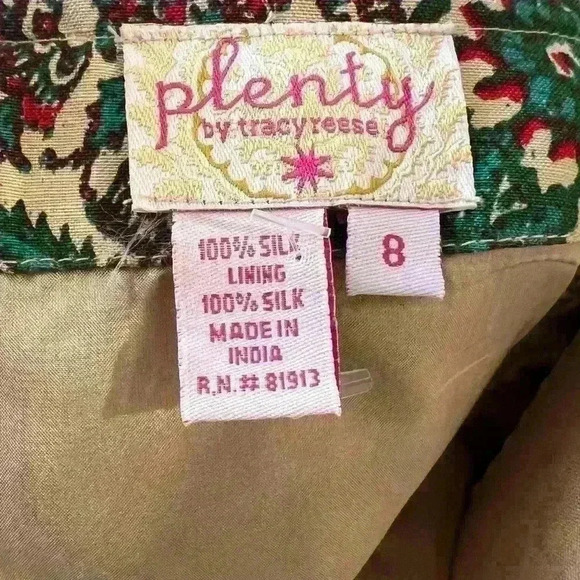 Plenty by Tracey Reese, 100% Silk Dress Wooden Ring detail at waist. Size 8 - Picture 9 of 12